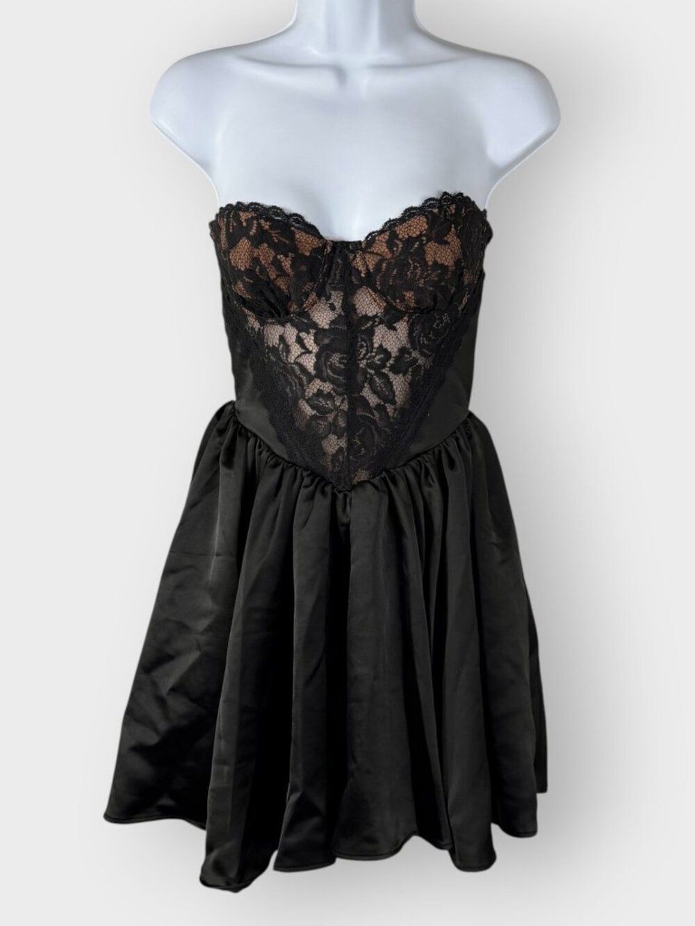 House of CB J'Adore Strapless Corset Dress | S | Black Lace | Femme Fatale Goth